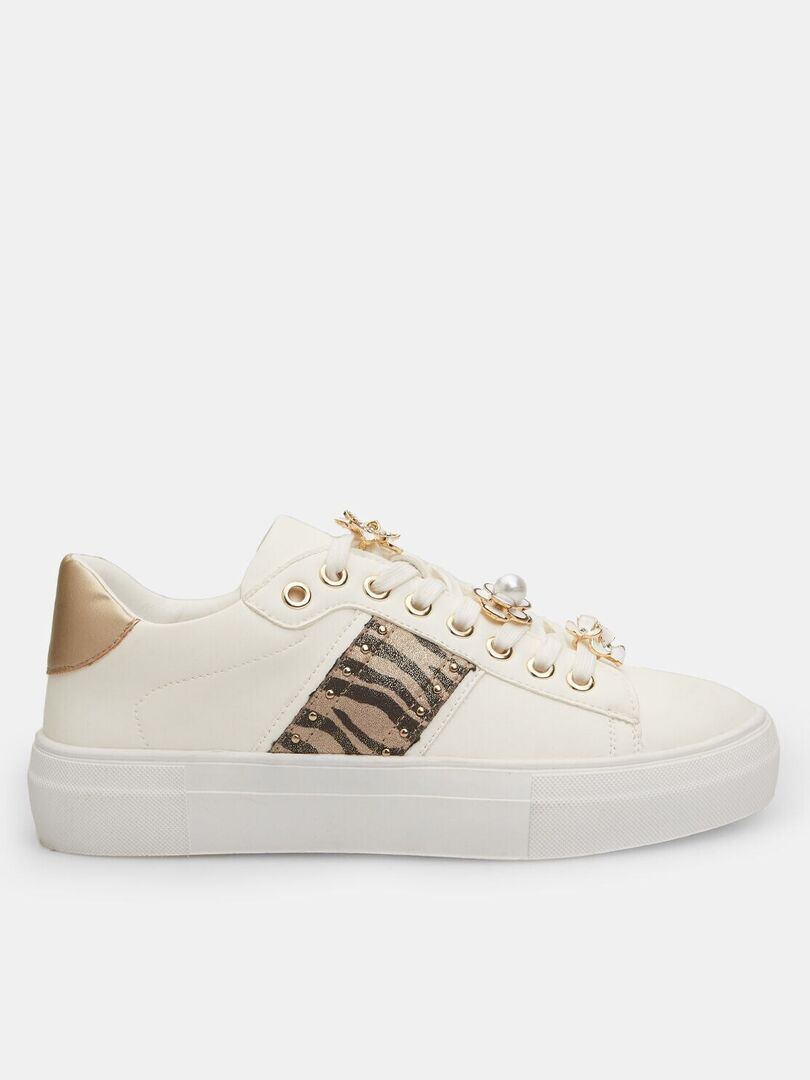 Sneakers avec bandeau animalier et applications bijoux BATA Blanc - Kiabi