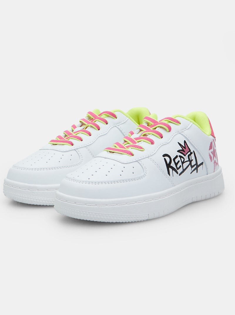 Sneakers avec lacets colorés BATA Blanc - Kiabi