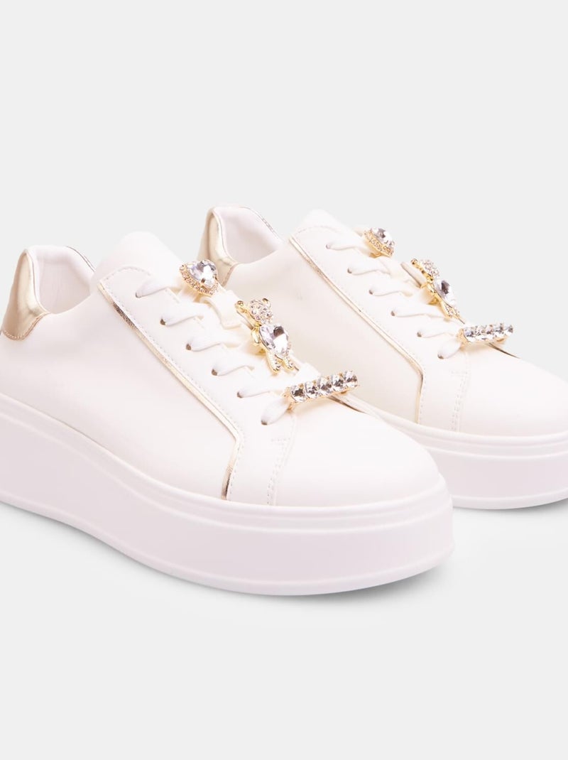 Sneakers avec lacets ornementés BATA Blanc - Kiabi