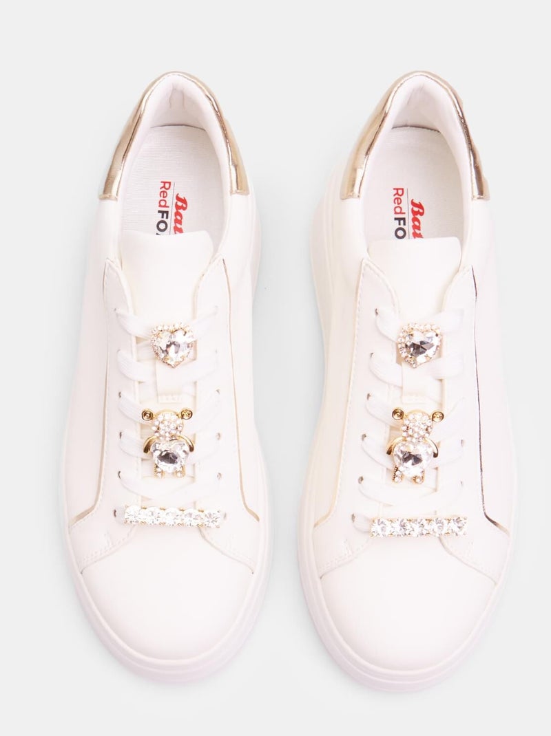 Sneakers avec lacets ornementés BATA Blanc - Kiabi