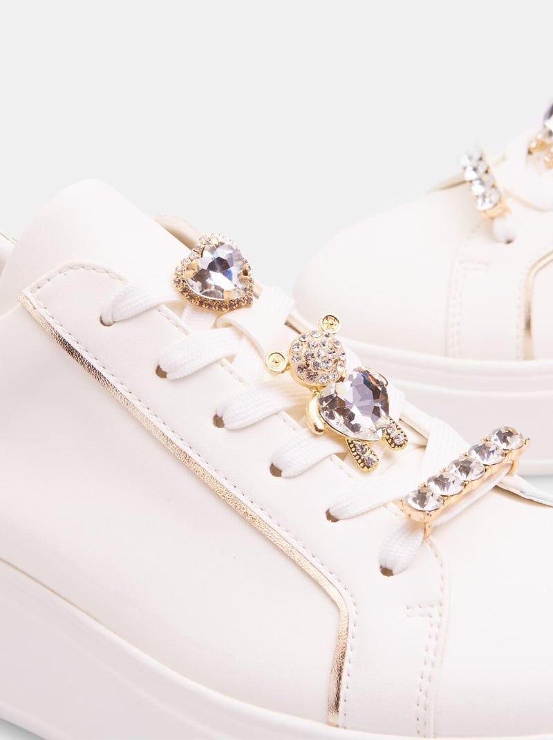 Sneakers avec lacets ornementés BATA Blanc - Kiabi