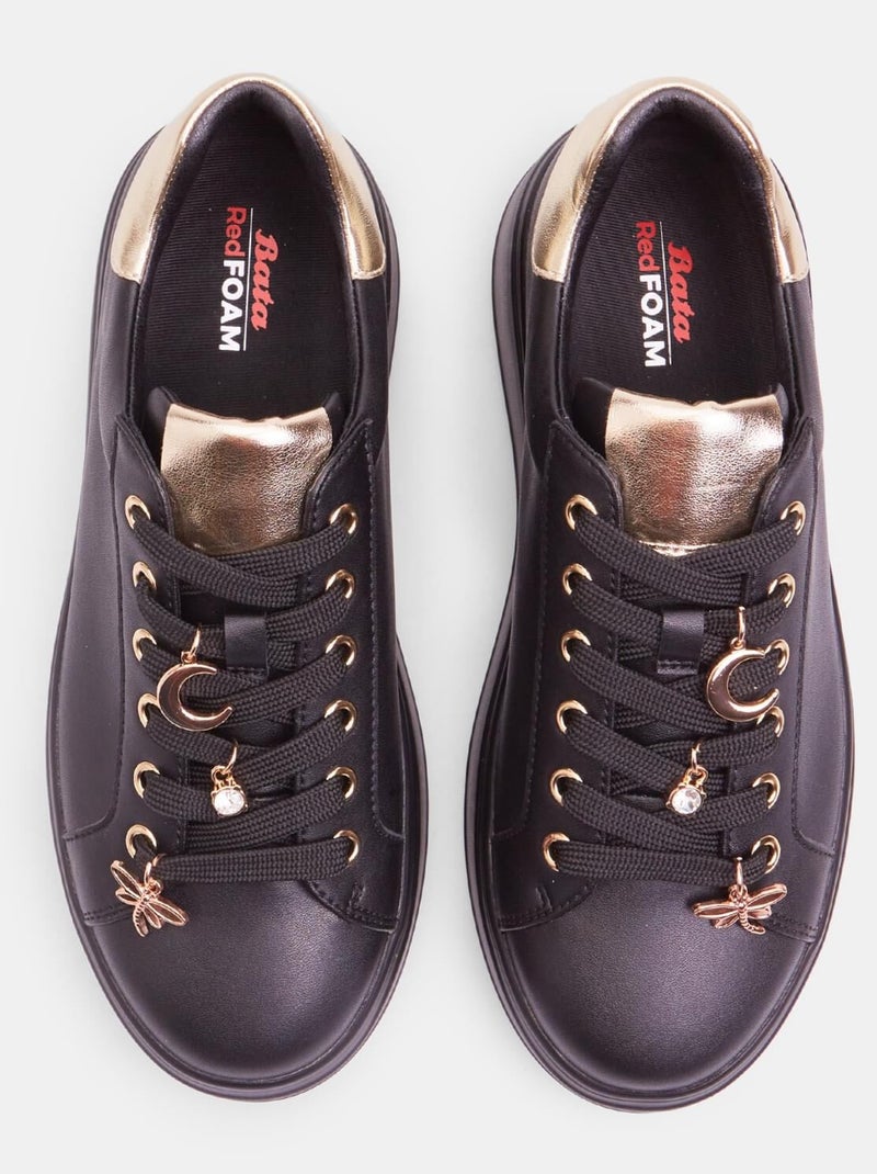 Sneakers avec lacets ornementés BATA Noir - Kiabi