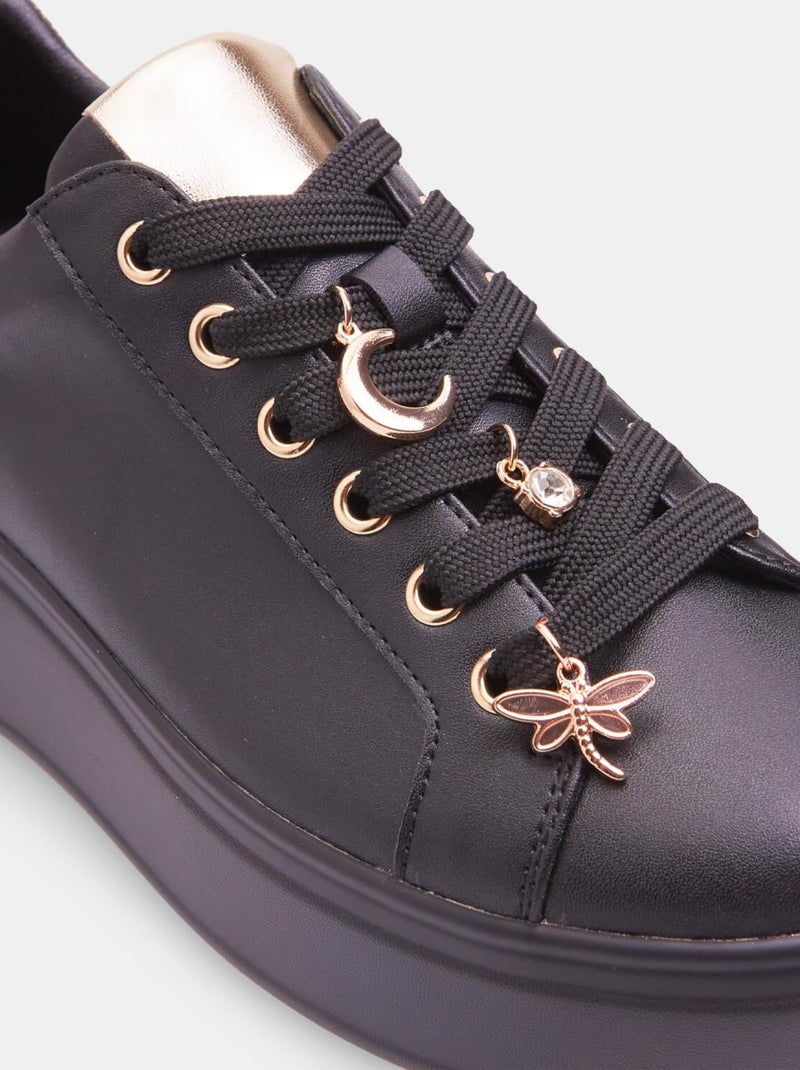 Sneakers avec lacets ornementés BATA Noir - Kiabi