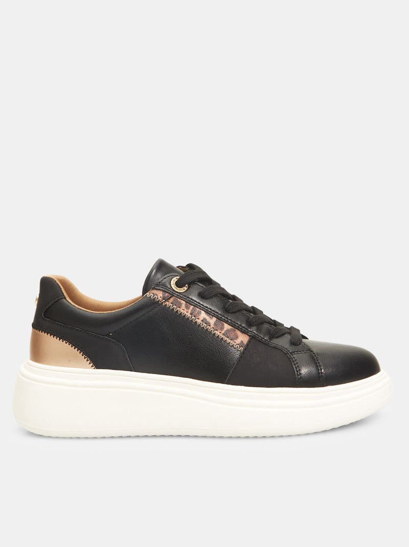 Sneakers avec semelle plateforme et détail animalier BATA Noir - Kiabi