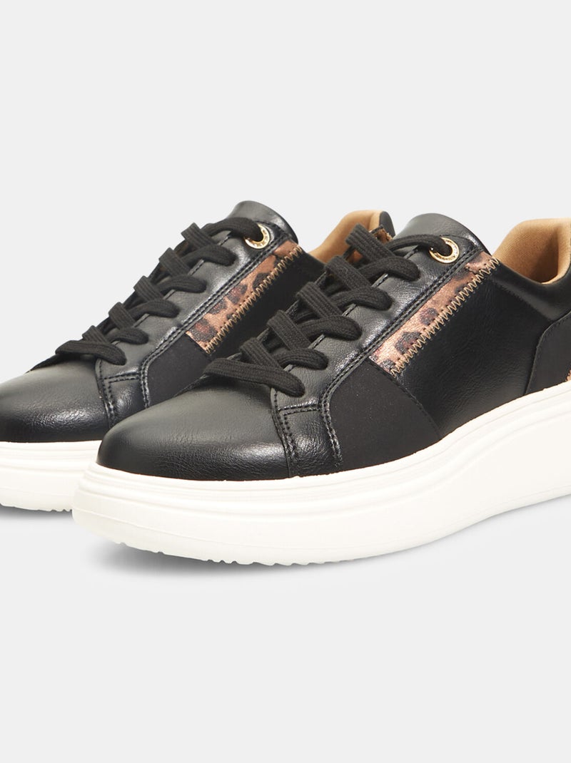 Sneakers avec semelle plateforme et détail animalier BATA Noir - Kiabi