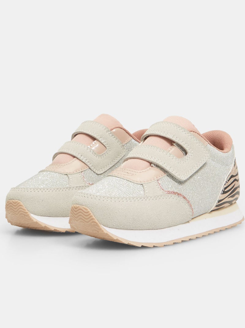 Sneakers Bubblegummers avec détail animalier et bandes velcro BATA Argent - Kiabi