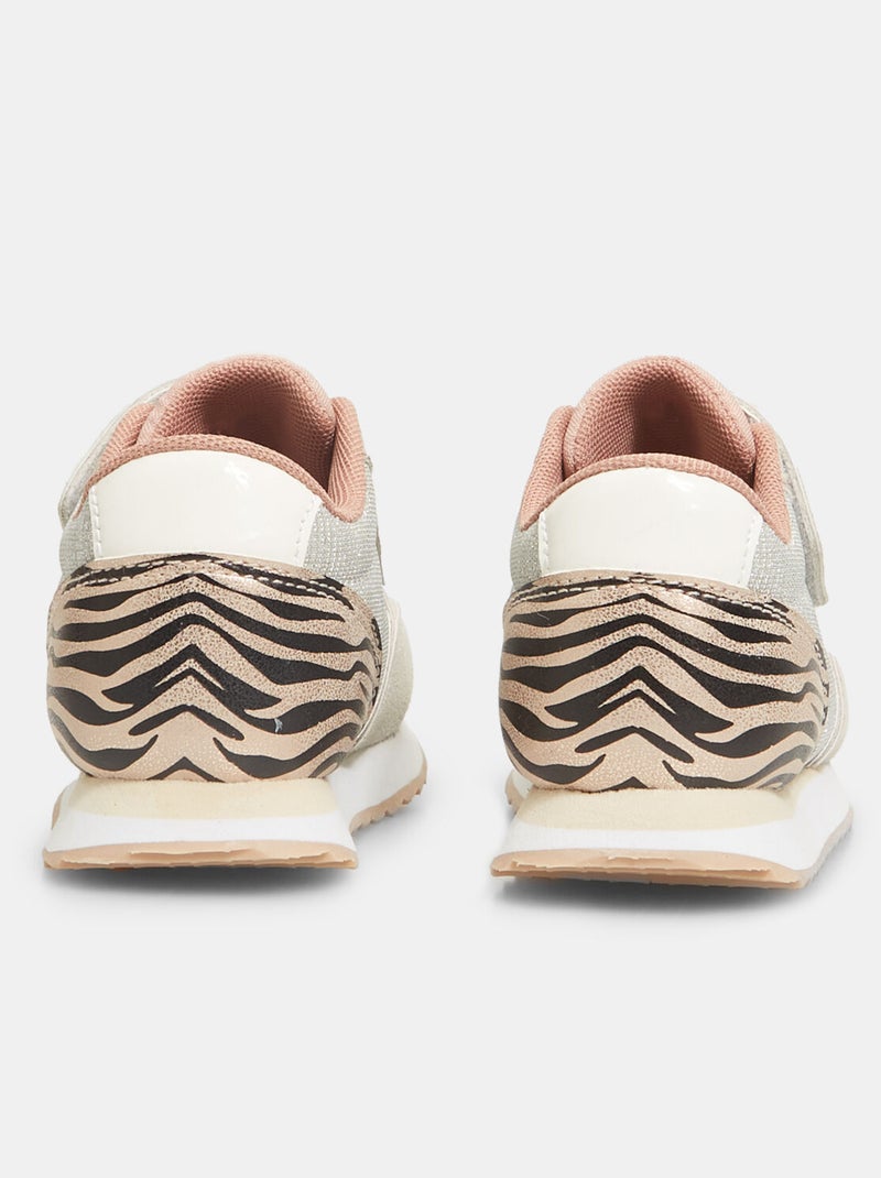 Sneakers Bubblegummers avec détail animalier et bandes velcro BATA Argent - Kiabi