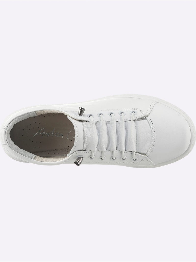 Sneakers Cuir Nappa De Vache - Taille Standard - Helline Blanc - Kiabi