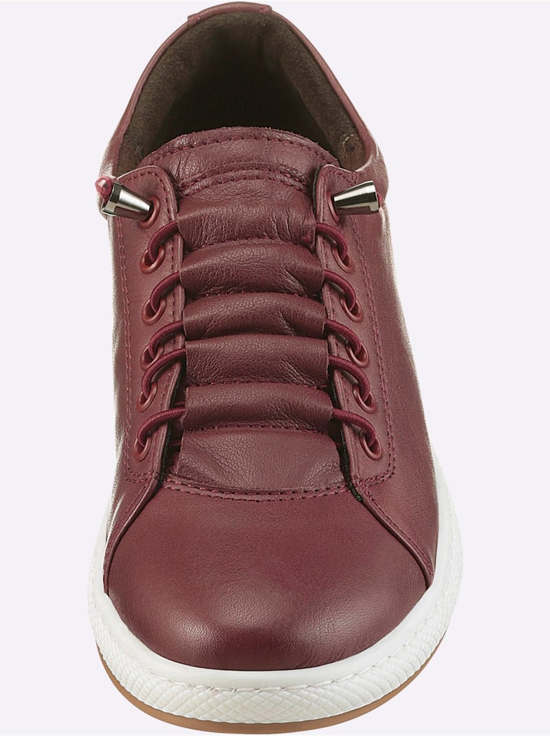 Sneakers Cuir Nappa De Vache - Taille Standard - Helline Noir Bordeaux - Kiabi