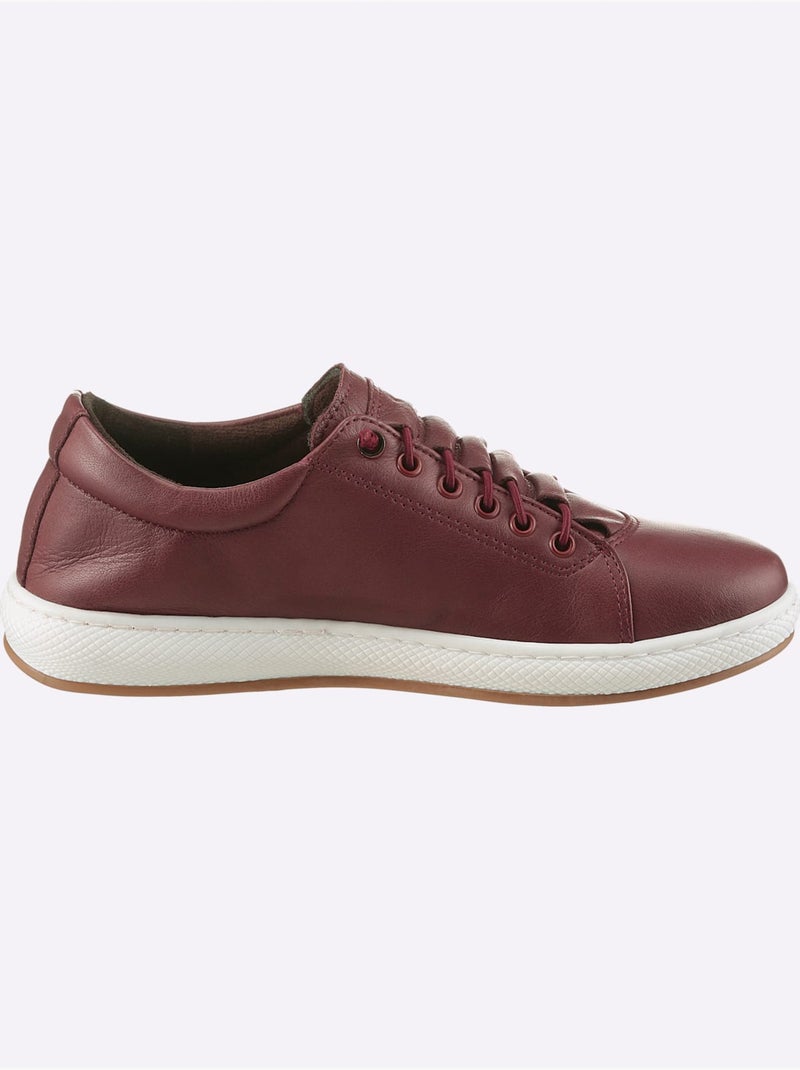 Sneakers Cuir Nappa De Vache - Taille Standard - Helline Noir Bordeaux - Kiabi