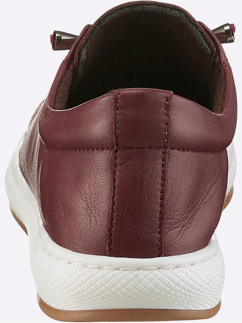 Sneakers Cuir Nappa De Vache - Taille Standard - Helline Noir Bordeaux - Kiabi