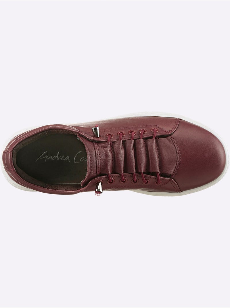 Sneakers Cuir Nappa De Vache - Taille Standard - Helline Noir Bordeaux - Kiabi