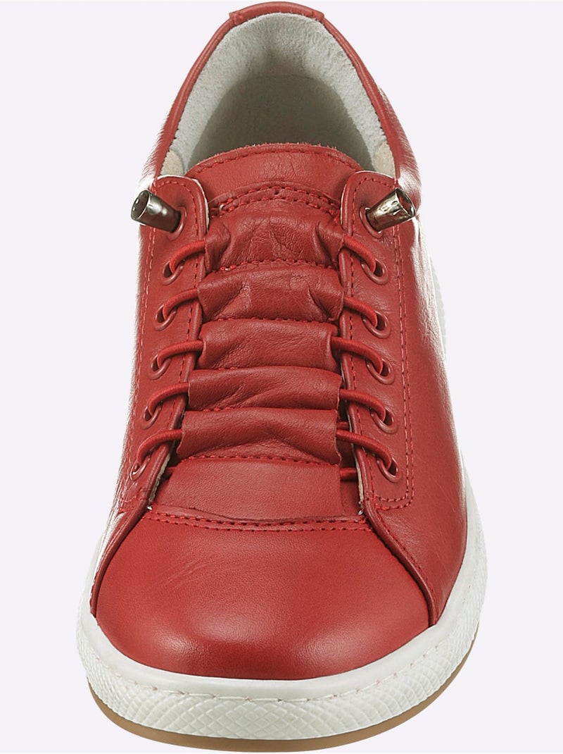 Sneakers Cuir Nappa De Vache - Taille Standard - Helline Rouge - Kiabi