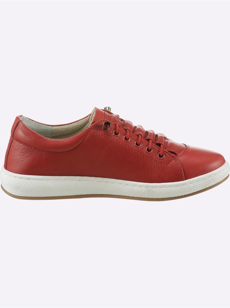 Sneakers Cuir Nappa De Vache - Taille Standard - Helline Rouge - Kiabi