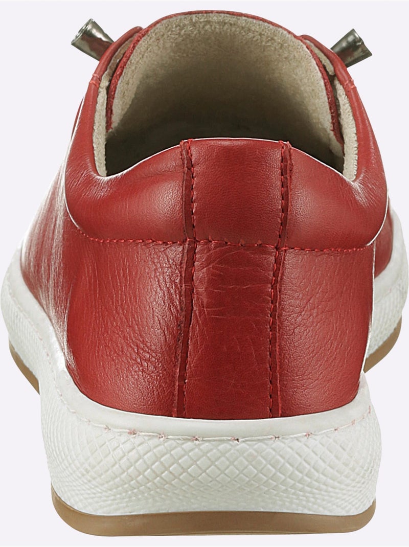 Sneakers Cuir Nappa De Vache - Taille Standard - Helline Rouge - Kiabi