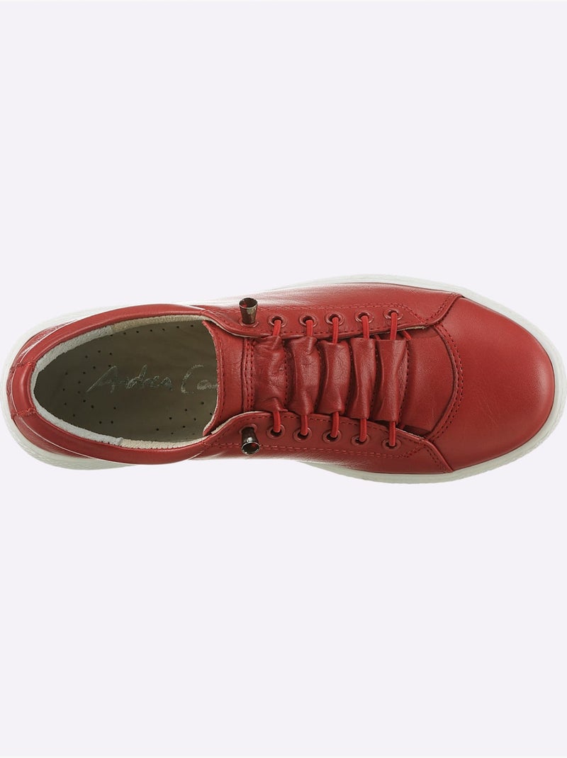 Sneakers Cuir Nappa De Vache - Taille Standard - Helline Rouge - Kiabi