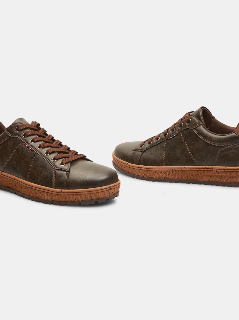 Sneakers effet cuir BATA Marron - Kiabi