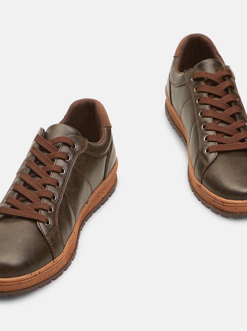 Sneakers effet cuir BATA Marron - Kiabi