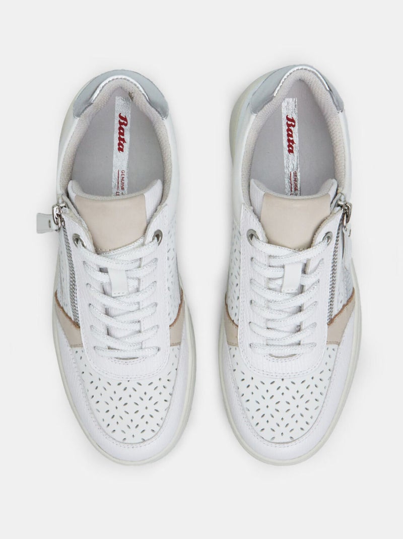 Sneakers en cuir BATA Blanc - Kiabi