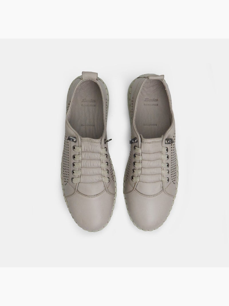 Sneakers en cuir Gris - Kiabi