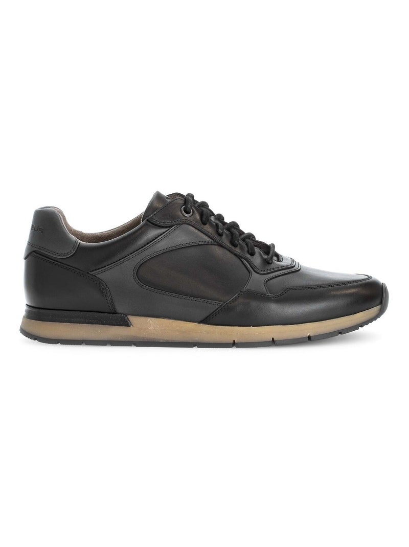 Sneakers  en cuir lisse Noir Noir - Kiabi