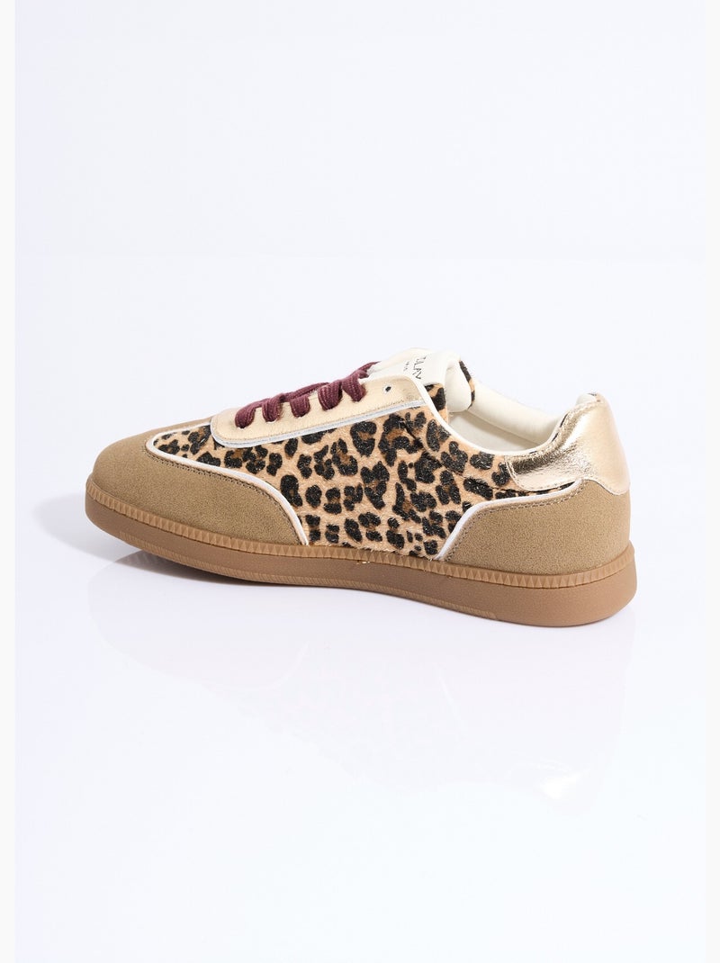 Sneakers fantaisie léopard et paillettes - AFIBEL Multicolore - Kiabi