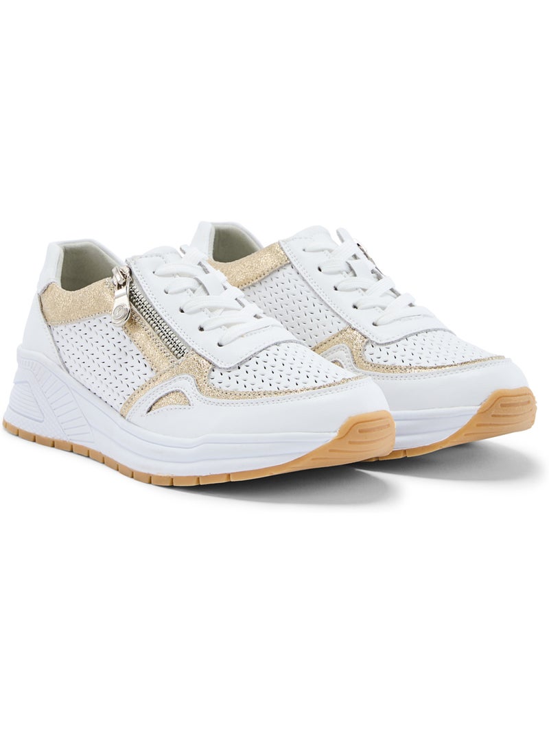 Sneakers femme zippées - PEDICONFORT Blanc Doré - Kiabi
