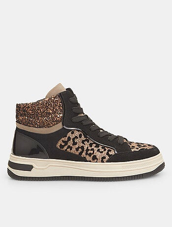 Sneakers hautes avec imprimé animalier et paillettes BATA