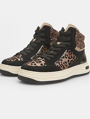 Sneakers hautes avec imprimé animalier et paillettes BATA