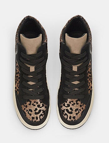 Sneakers hautes avec imprimé animalier et paillettes BATA