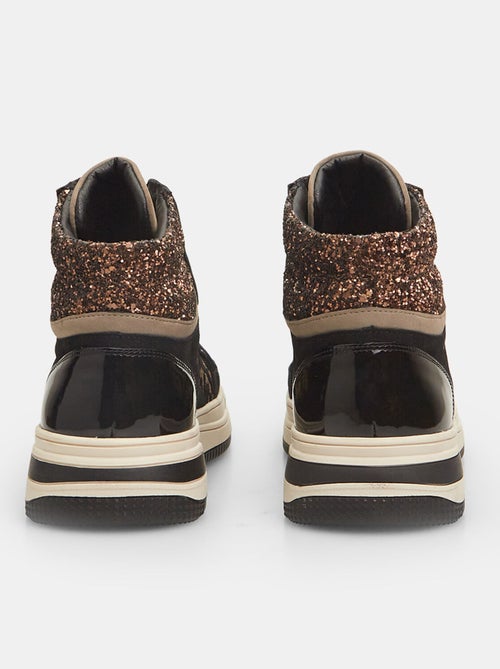 Sneakers hautes avec imprimé animalier et paillettes BATA - Kiabi