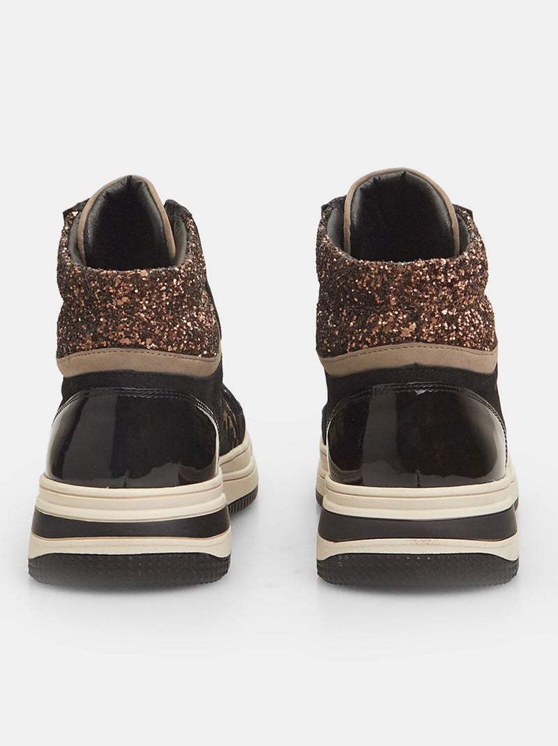 Sneakers hautes avec imprimé animalier et paillettes BATA Marron - Kiabi