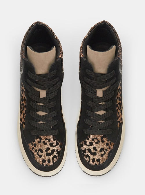 Sneakers hautes avec imprimé animalier et paillettes BATA - Kiabi