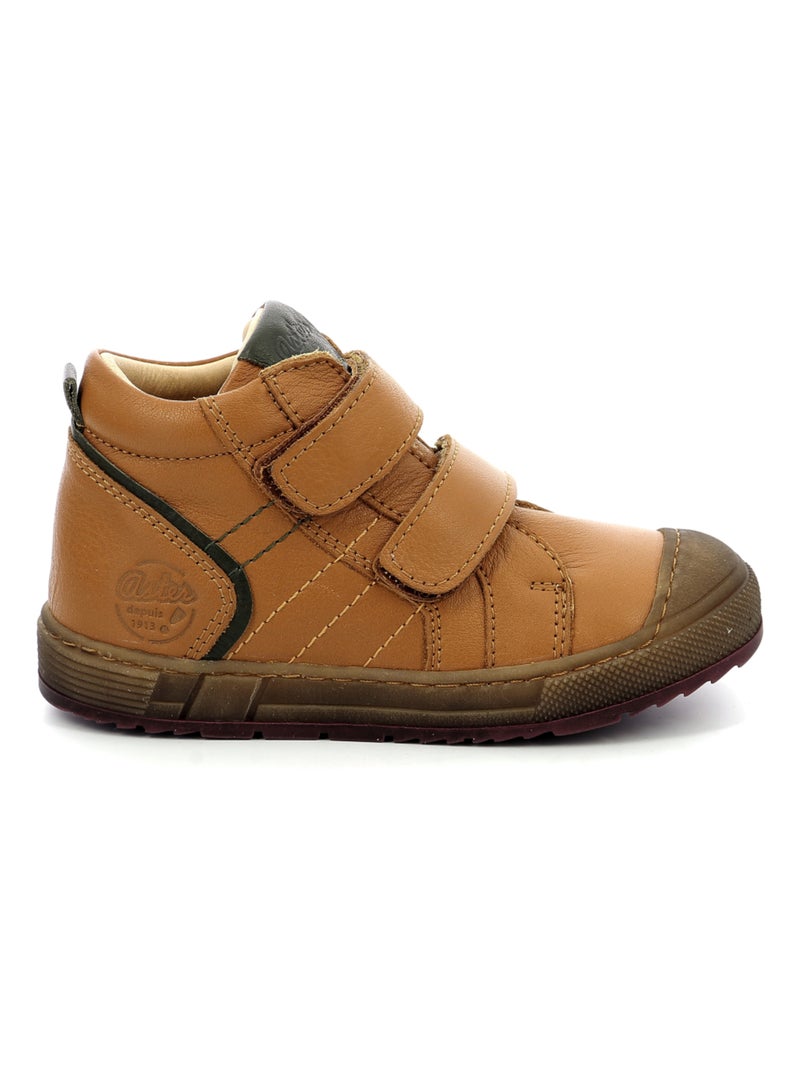 Sneakers hautes Cuir Biboc Aster Camel - Kiabi