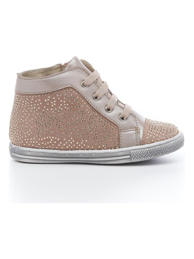 Sneakers hautes Cuir Circa Beige - Kiabi