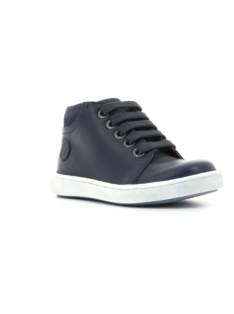 Sneakers hautes Cuir Sila Aster Bleu marine - Kiabi