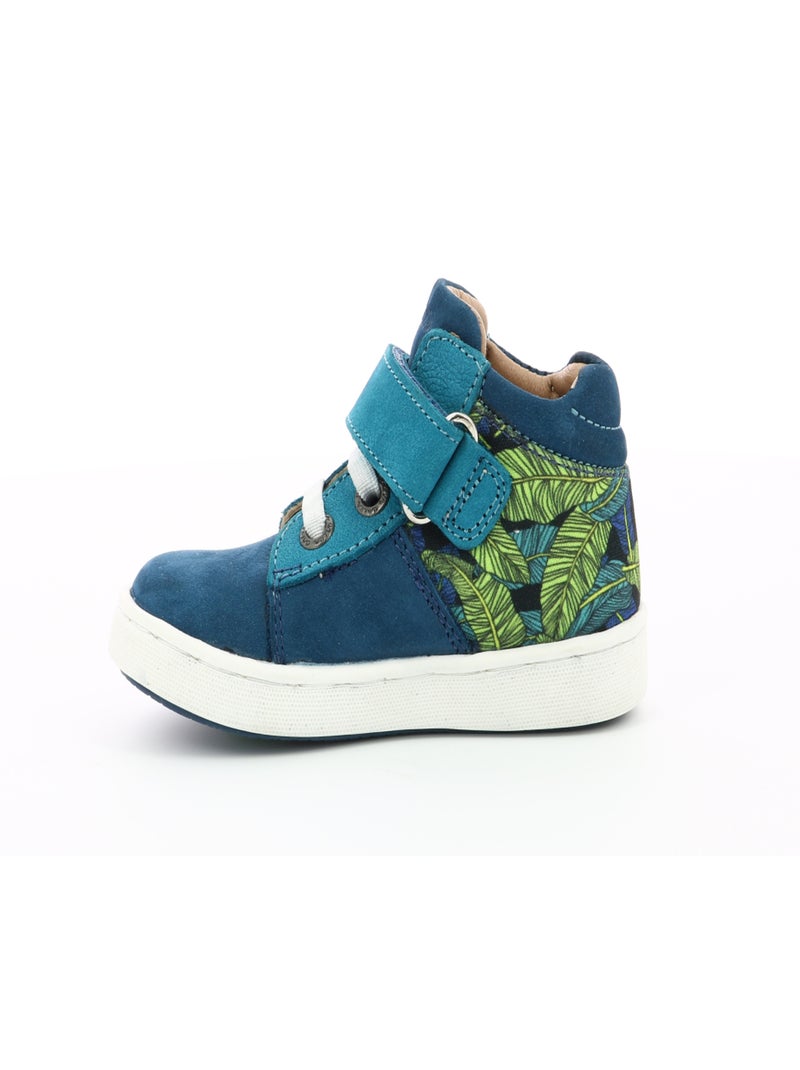 Sneakers hautes Cuir Soubi Aster Bleu - Kiabi