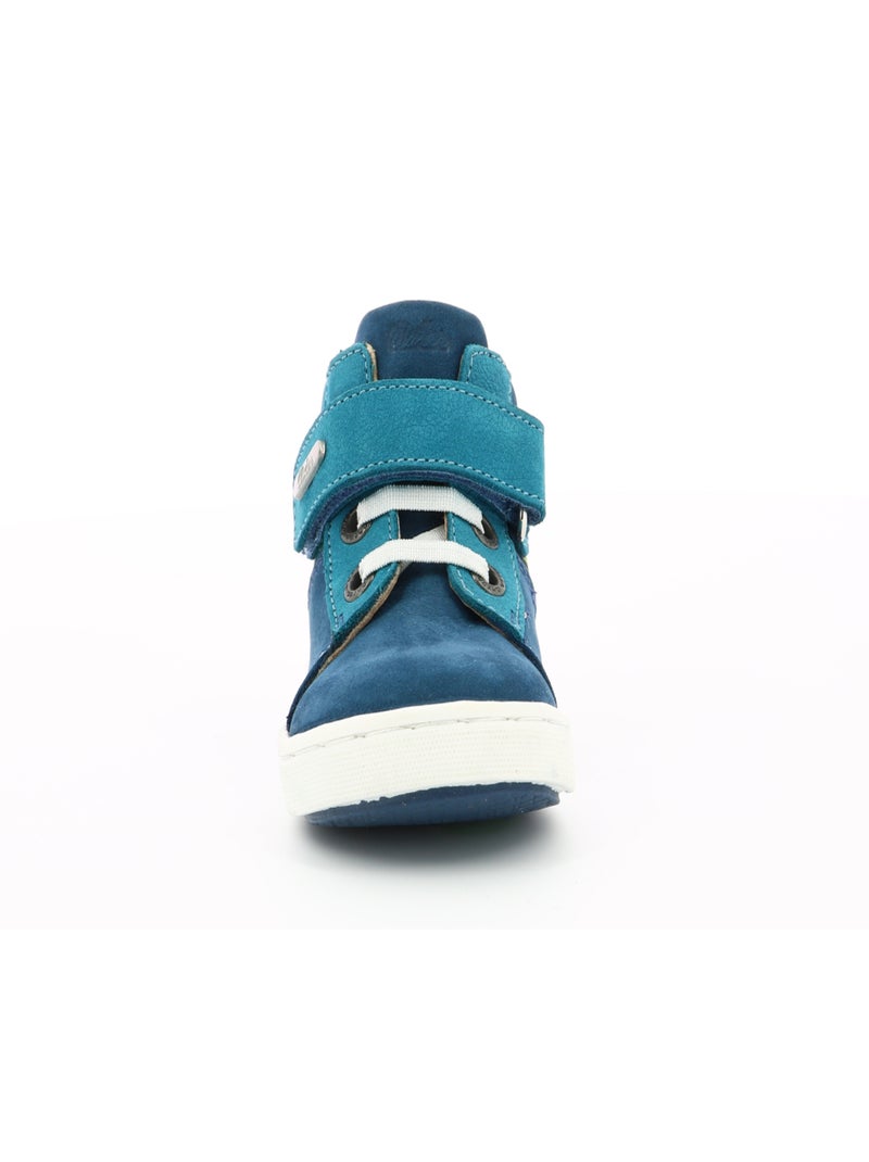 Sneakers hautes Cuir Soubi Aster Bleu - Kiabi