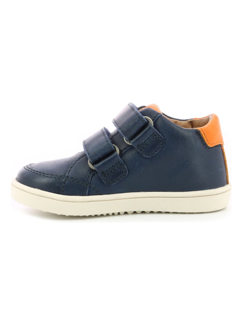 Sneakers hautes Cuir Woukro Aster Bleu marine - Kiabi