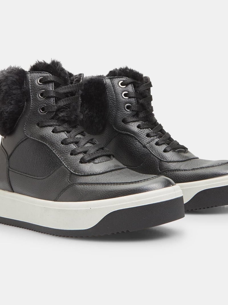 Sneakers High-top en cuir d'hiver BATA Noir - Kiabi