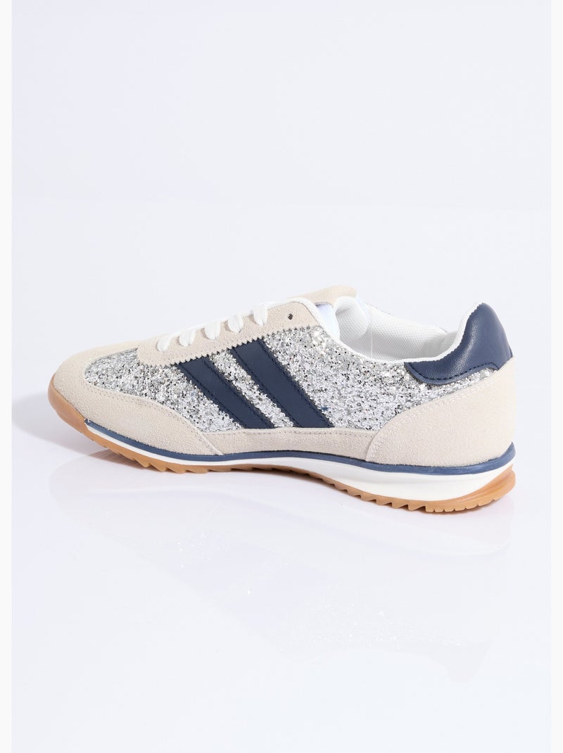 Sneakers inspiration rétro, à paillettes - AFIBEL Argenté - Kiabi