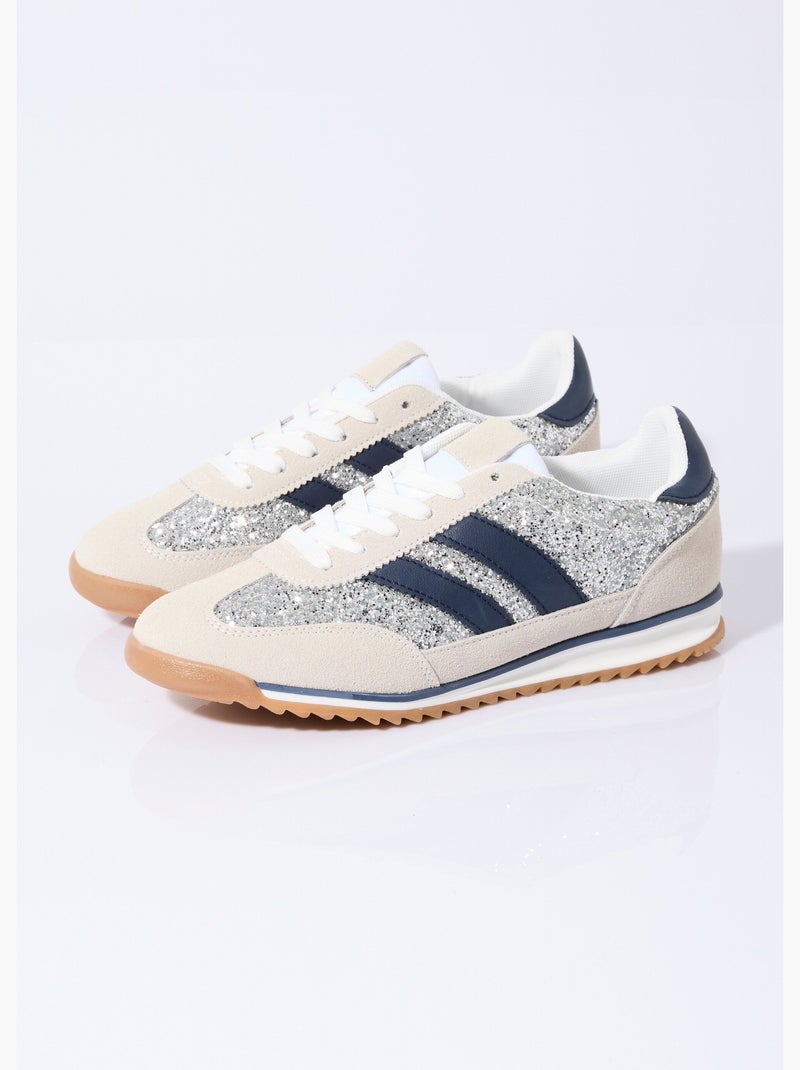 Sneakers inspiration rétro, à paillettes - AFIBEL Argenté - Kiabi