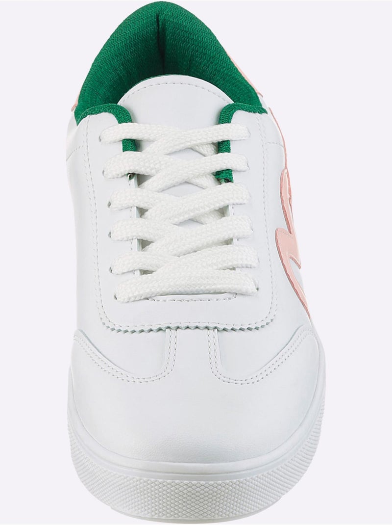 Sneakers Matière Synthétique - Taille Standard - Helline Blanc Rose - Kiabi