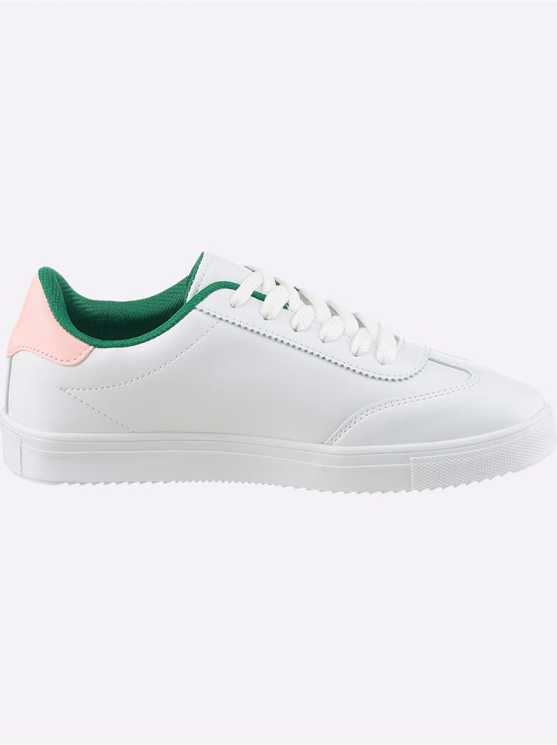 Sneakers Matière Synthétique - Taille Standard - Helline Blanc Rose - Kiabi