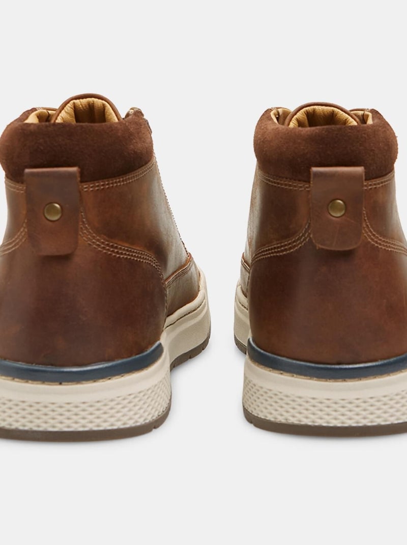 Sneakers mi-hautes en cuir  BATA Marron - Kiabi