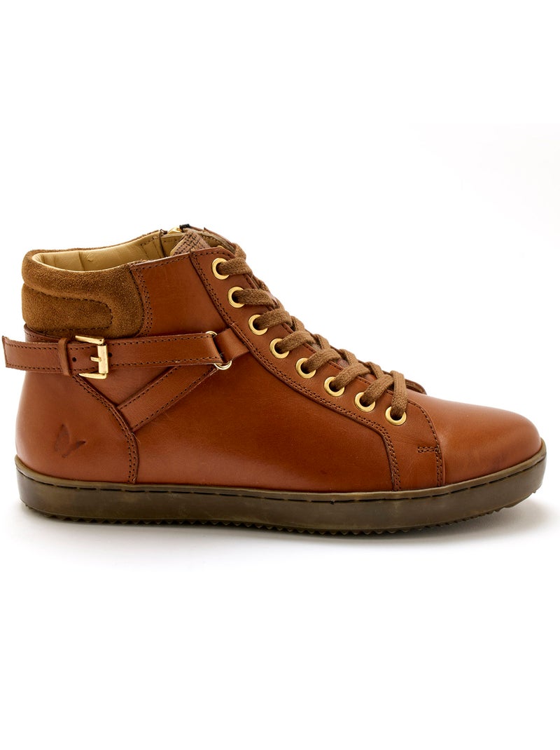 Sneakers montantes lacées et zippées - PEDICONFORT Marron - Kiabi