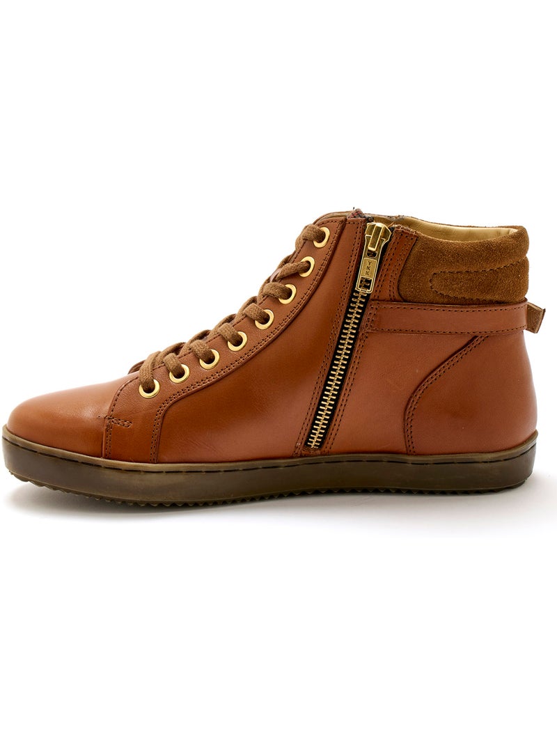 Sneakers montantes lacées et zippées - PEDICONFORT Marron - Kiabi