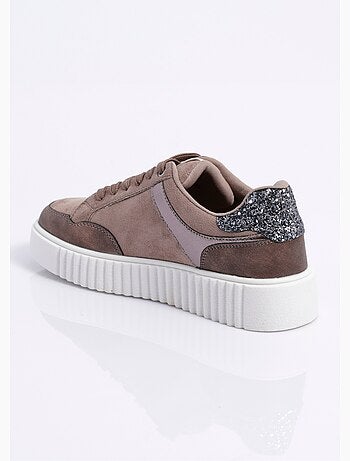 Sneakers multimatières compensées à lacets - AFIBEL