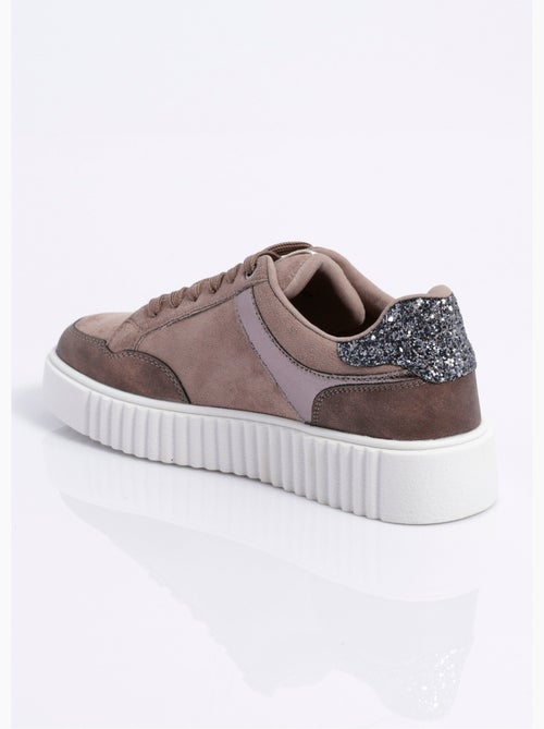 Sneakers multimatières compensées à lacets - AFIBEL - Kiabi