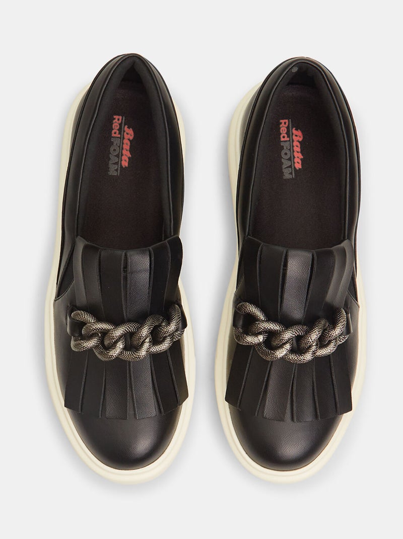 Sneakers slip on avec franges et barrette à paillettes BATA Noir - Kiabi